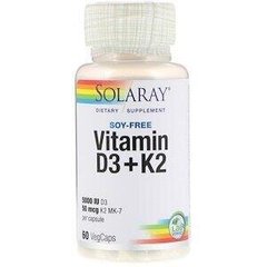 Фотография - Витамин D3+К2 Vitamin D3+K2 Soy-Free Solaray 60 капсул