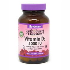 Фотография - Вітамін D3 Vitamin D3 Bluebonnet Nutrition 5000 МО малина 90 жувальних таблеток