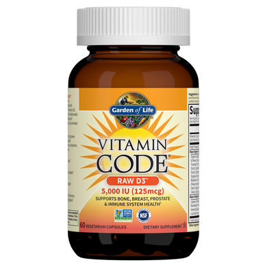 Фотография - Витамин D3 RAW D3 Vitamin Code Garden of Life 5000 МЕ (125 мкг) 60 капсул