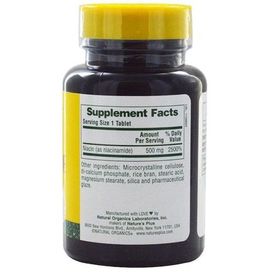 Вітамін В3 Ніацинамід Niacinamide Nature's Plus 500 мг 90 таблеток