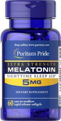 Фотография - Мелатонин Extra Strength Melatonin Puritan's Pride 5 мг 60 капсул