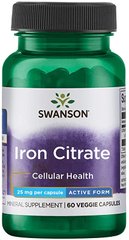 Железа цитрат Iron Citrate Swanson 25 мг 60 капсул