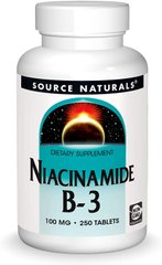 Витамин В3 Ниацин Vitamin B3 Niacin Source Naturals 100 мг 250 таблеток