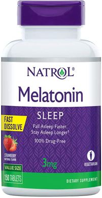 Фотография - Мелатонин Melatonin Fast Dissolve Natrol клубника 3 мг 150 таблеток