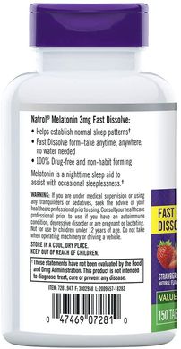Фотография - Мелатонін Melatonin Fast Dissolve Natrol полуниця 3 мг 150 таблеток
