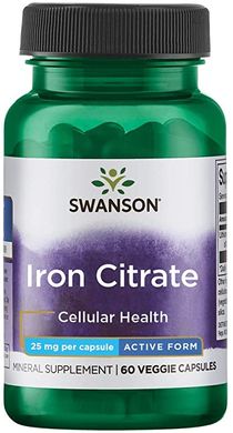 Железа цитрат Iron Citrate Swanson 25 мг 60 капсул