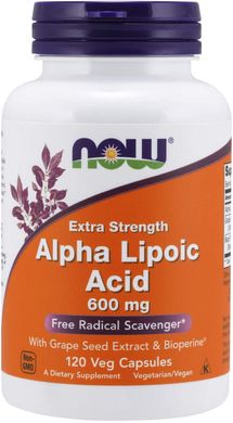 Альфа-ліпоєва кислота Alpha Lipoic Acid Now Foods 600 мг 120 капсул