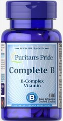 Комплекс вітамінів В Complete B Puritan's Pride 100 каплет