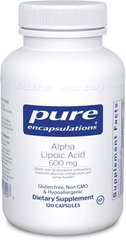 Альфа-ліпоєва кислота Alpha Lipoic Acid Pure Encapsulations 600 мг 120 капсул