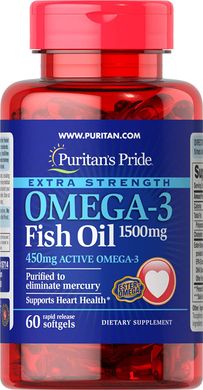 Фотография - Омега-3 риб'ячий жир Extra Strength Omega-3 Fish Oil Puritan's Pride 1500 мг 60 капсул