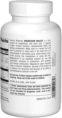 Магний Magnesium Malate Source Naturals 180 таблеток