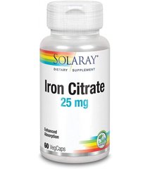 Цитрат железа Iron citrate Solaray 25 мг 60 капсул