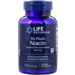 Вітамін В3 ніацин No Flush Niacin Life Extension 800 мг 100 капсул