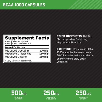 Комплекс BCAA 1000 Optimum Nutrition 200 капсул