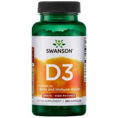 Фотография - Вітамін D3 Vitamin D3 - High Potency Swanson 5000 МО 125 мкг 250 капсул
