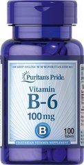 Вітамін В6 Vitamin B-6 Pyridoxine Hydrochloride Puritan's Pride 100 мг 100 таблеток
