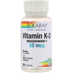Фотография - Вітамін К2 Менахінон-7 Vitamin K-2 Solaray 50 мкг 30 капсул