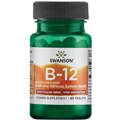 Витамин В12 метилкобаламин Ultra Vitamin B-12 Methylcobalamin Swanson 5000 мкг клубника 60 таблеток
