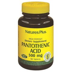 Вітамін В5 Пантотенова кислота Pantothenic Acid Nature's Plus 500 мг 90 таблеток