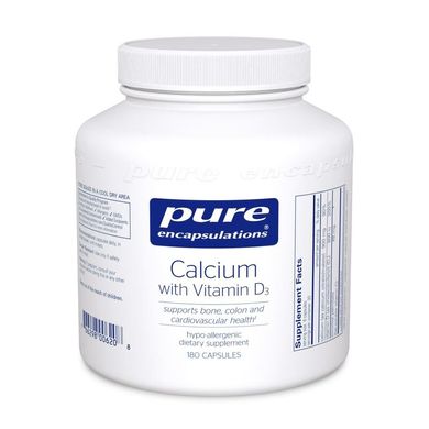Кальцій з вітаміном D3 Calcium with Vitamin D3 Pure Encapsulations 180 капсул