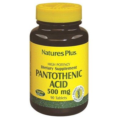 Витамин В5 Пантотеновая кислота Pantothenic Acid Nature's Plus 500 мг 90 таблеток
