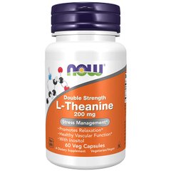 Теанін L-Theanine подвійна сила Now Foods 200 мг 60 капсул