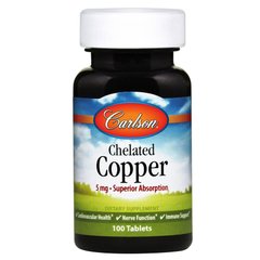 Хелат міді Chelated Copper Carlson Labs 5 мг 100 таблеток