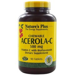 Фотография - Вітамін С жувальний Ацерола Acerola-C Nature's Plus 500 мг 90 таблеток