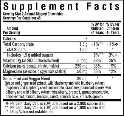 Кальцій та магній+D3 Дитячий  Calcium Magnesium & Vitamin D3 Bluebonnet Nutrition ваніль 90 жувальних таблеток