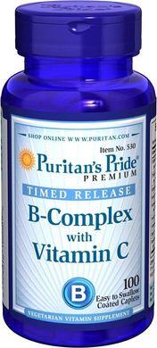 Фотография - Витаминный комплекс В и Витамин С Vitamin B-Complex + Vitamin C Time Release Puritan's Pride 100 каплет