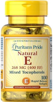 Фотография - Витамин Е и смесь токоферолов Vitamin E Mixed Tocopherols Puritan's Pride 400 МЕ 100 капсул