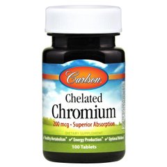 Хром хелат Chelated Chromium Carlson Labs 200 мкг 100 таблеток