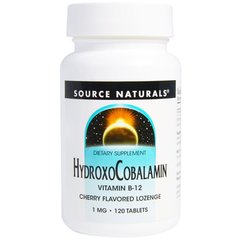 Вітамін В-12 Hydroxocobalamin Vitamin B12 Source Naturals вишня 1 мг 120 таблеток