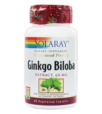 Фотография - Гинкго билоба Ginkgo Biloba Leaf Extract Solaray 60 мг 60 капсул