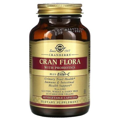 Клюква с пробиотиками Cran Flora with Probiotics Solgar 60 капсул